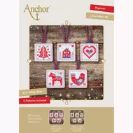 Anchor Essentials keresztszemes készlet - karácsonyi címke/dekorációk piros/kék
