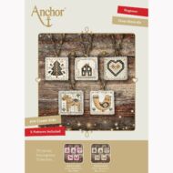 Anchor Essentials keresztszemes készlet - karácsonyi címke/dekorációk fekete/arany