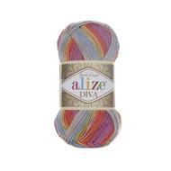 Díva Batik 3242  kék-zöld-lila-sárga-szürke színátmenetes