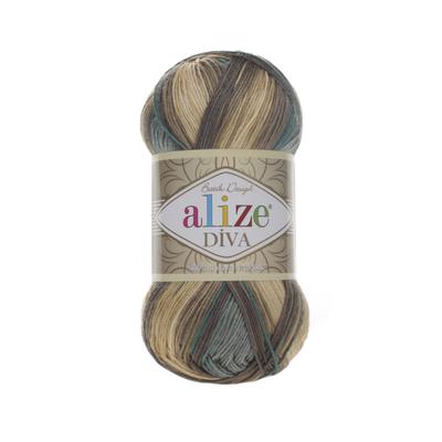 Díva Batik 3307 zöld-barna-krém színátmenetes